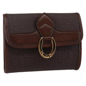 Christian Dior Trotter Canvas Coin Purse PVC Brown Auth ac3879